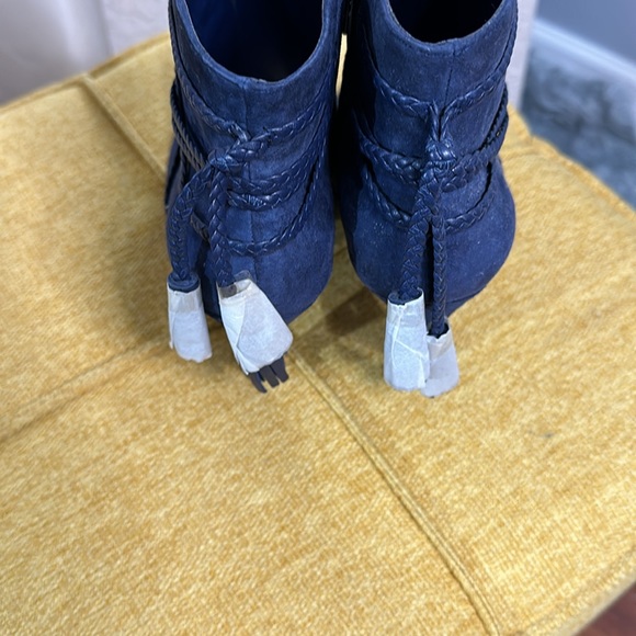 Vince Camuto Blue Suede Peep Toe Booties - Picture 4 of 5